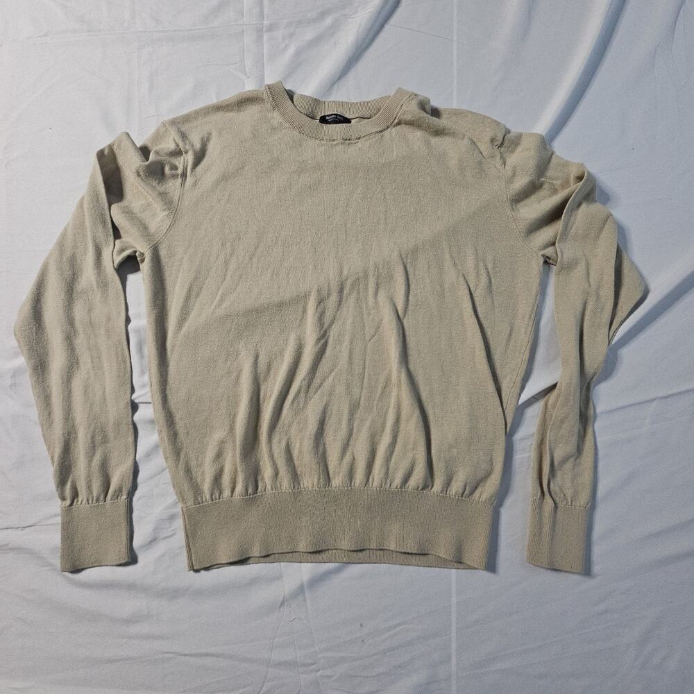 Massimo Dutti Women's Size M Crewneck Fine Cotton Silk Blend Sweater Fine